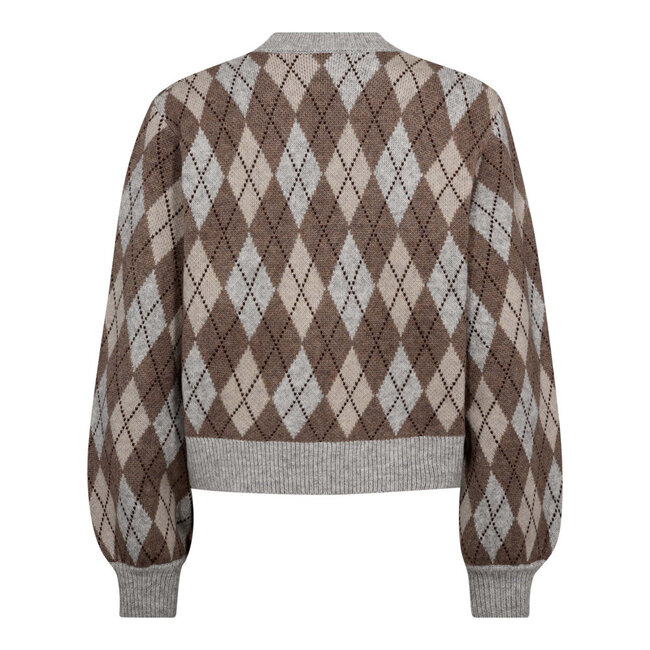 CO'COUTURE Row Check Cardigan Walnut