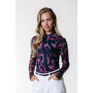 COLOURFUL REBEL Neyo Liquid Swirl Mesh Turtleneck Top