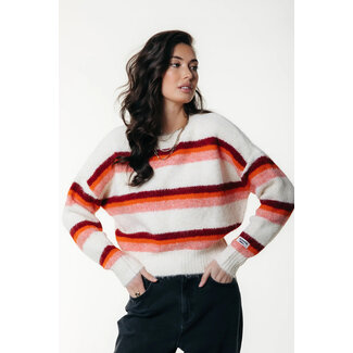 COLOURFUL REBEL Olivia Multi Stripe Crewnack Sweater