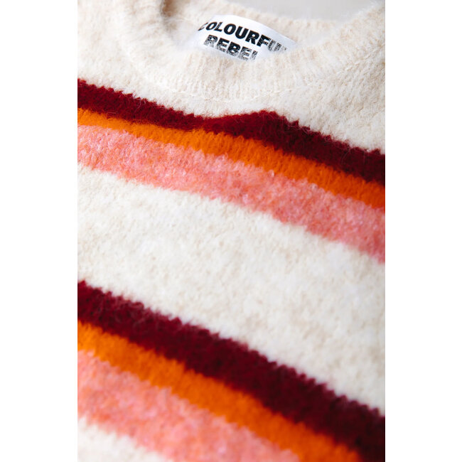 COLOURFUL REBEL Olivia Multi Stripe Crewnack Sweater