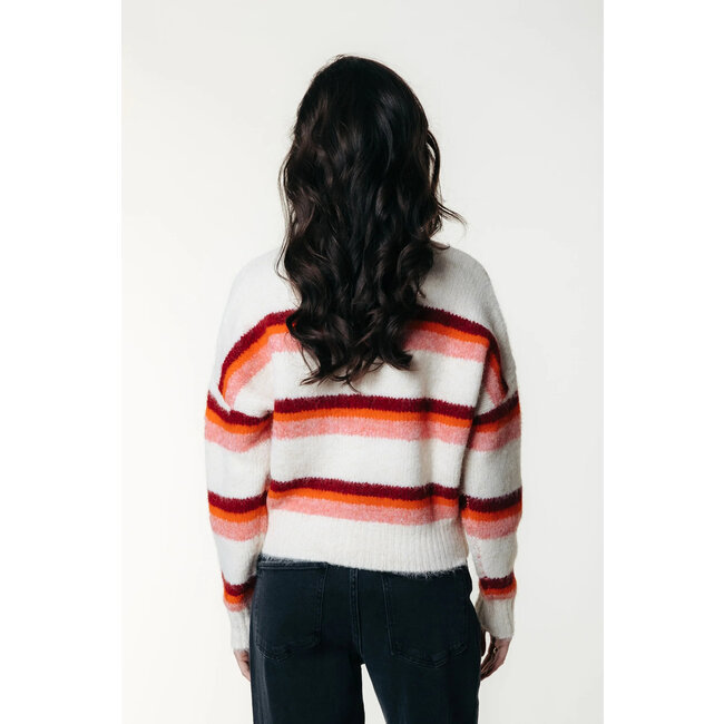 COLOURFUL REBEL Olivia Multi Stripe Crewnack Sweater