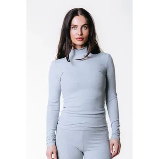 COLOURFUL REBEL uni Logo Fitted Turtleneck Top Grey