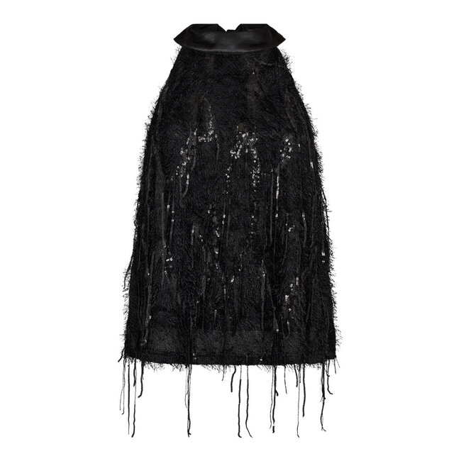 CO'COUTURE Silla Sequin Halter Top Black