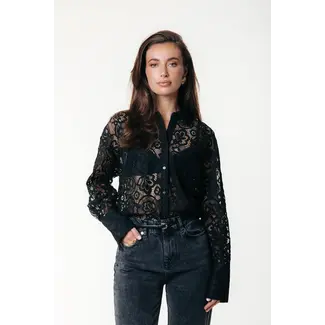 COLOURFUL REBEL Talia Rebel Lace Blouse Black