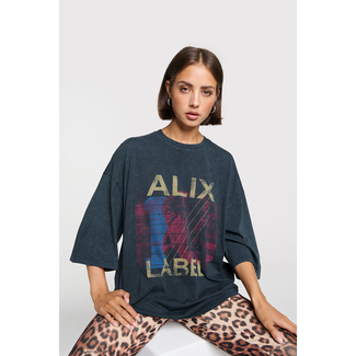 ALIX THE LABEL Knitted Band Shirt Charcoal Grey