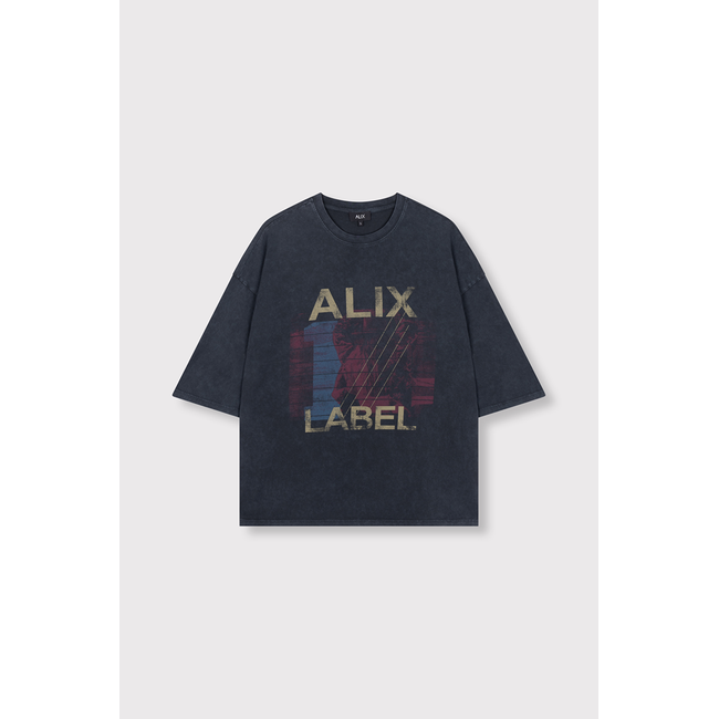 ALIX THE LABEL Knitted Band Shirt Charcoal Grey