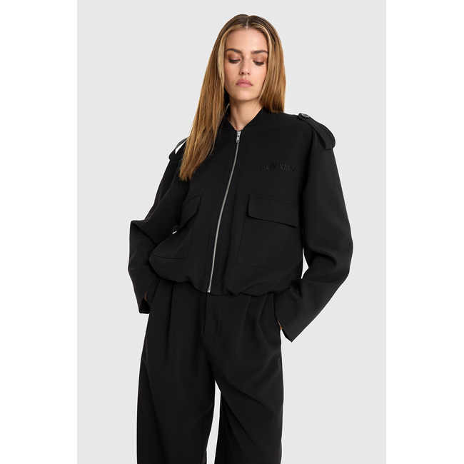 ALIX THE LABEL Woven Balloon Jacket Black