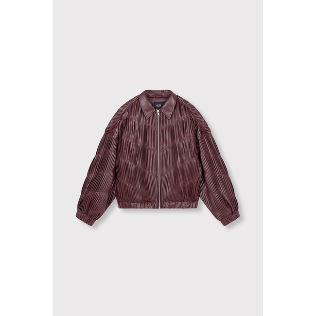 ALIX THE LABEL Pleated Faux Leather Bomber