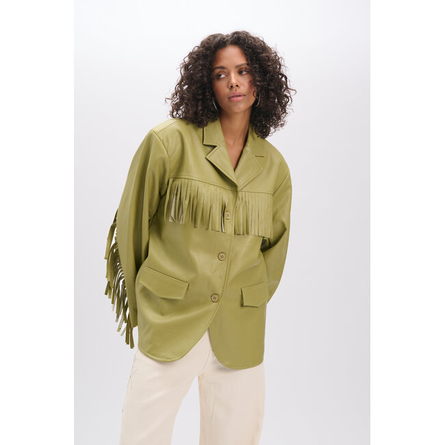 REFINED DEPARTMENT Fringe Jacket Tori Matcha