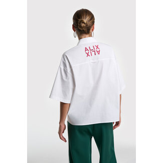 ALIX THE LABEL Clean Poplin Shortsleeve Blouse Soft White