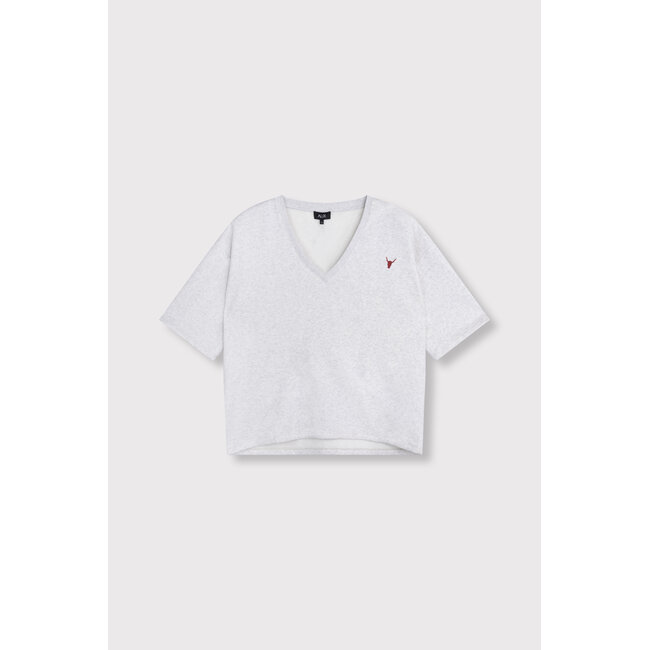 ALIX THE LABEL V Neck Shortsleeve Sweater Super Light Grey