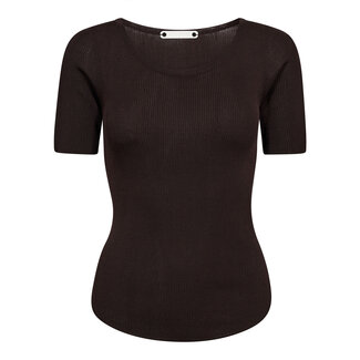 CO'COUTURE Claire Rib Tee Dark Brown