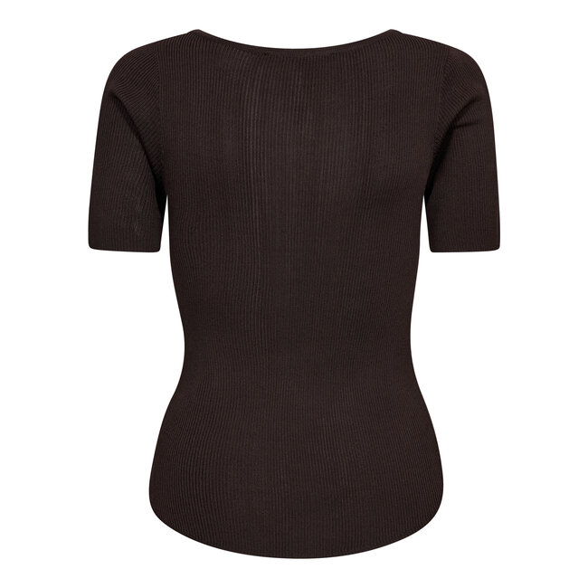 CO'COUTURE Claire Rib Tee Dark Brown