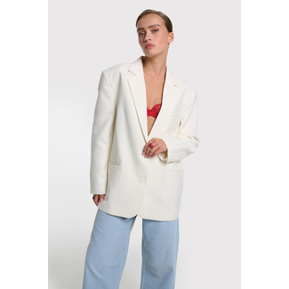 ALIX THE LABEL Woven Flowy Oversized Blazer Cream