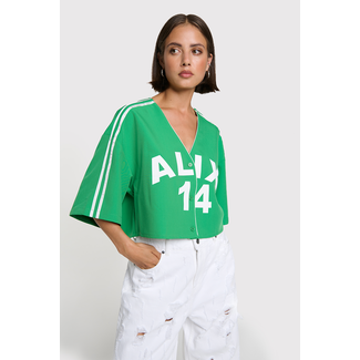 ALIX THE LABEL Cropped Baseball Shirt Bright Green