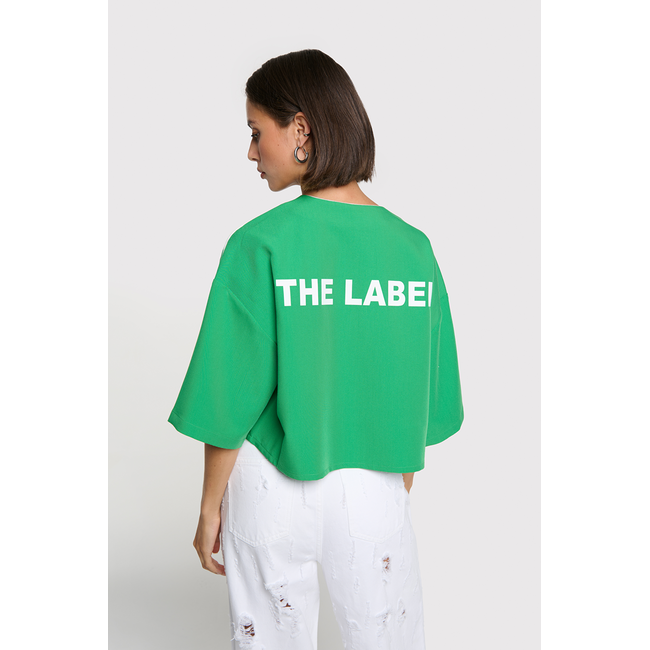 ALIX THE LABEL Cropped Baseball Shirt Bright Green