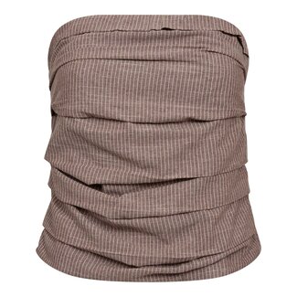 CO'COUTURE Jiho Stripe Tube Top Brown