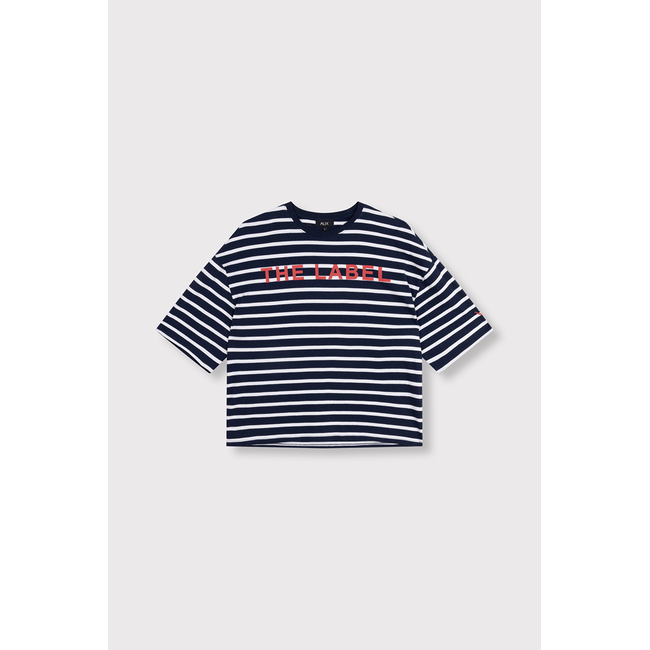 ALIX THE LABEL Knitted Stripe Shirt Navy