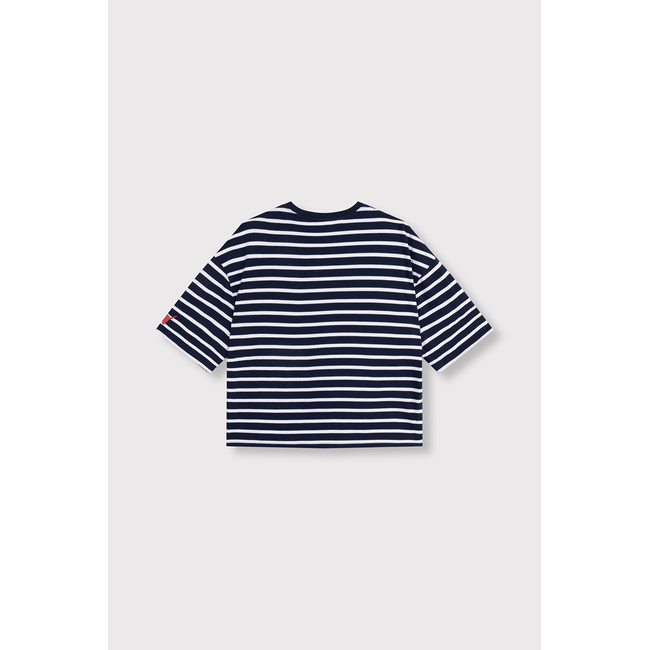 ALIX THE LABEL Knitted Stripe Shirt Navy
