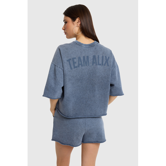ALIX THE LABEL Cut Seam Sweat Shirt Navy