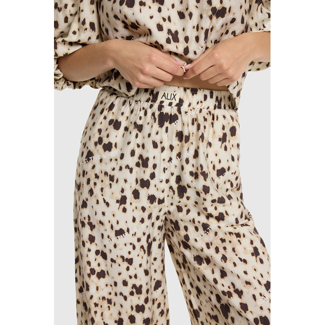 ALIX THE LABEL Woven Animal Wide Leg Pants Animal