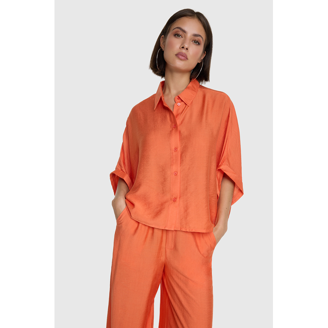 ALIX THE LABEL Woven Irregular Wide Leg Pants Soft Orange