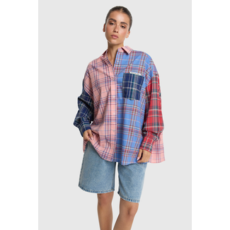 ALIX THE LABEL Woven Check Mix Blouse