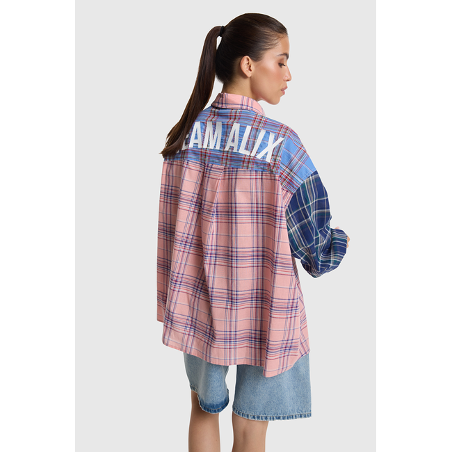 ALIX THE LABEL Woven Check Mix Blouse