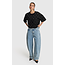 ALIX THE LABEL Studded Barrel Denim Pants Light Blue Denim