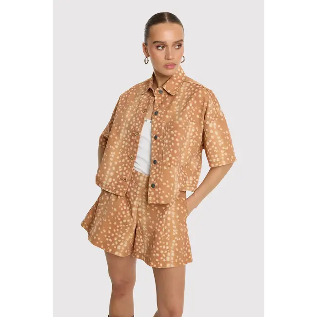 REFINED DEPARTMENT Cropped Blouse Bambi Print Adeline