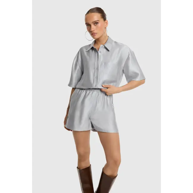 REFINED DEPARTMENT Oversized Short Sleeve Blouse Alana Silver