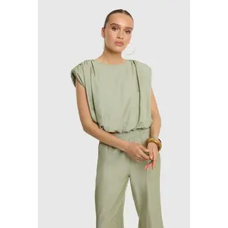 REFINED DEPARTMENT Flowy Croppped Blouse Liv Army