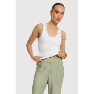 REFINED DEPARTMENT Knitted Singlet Studs Bente Off White