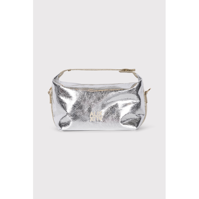 ALIX THE LABEL Ladies Woven Silver Bag