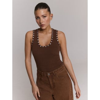 REFINED DEPARTMENT Knitted Tanktop With Studs Bente Choco Brown