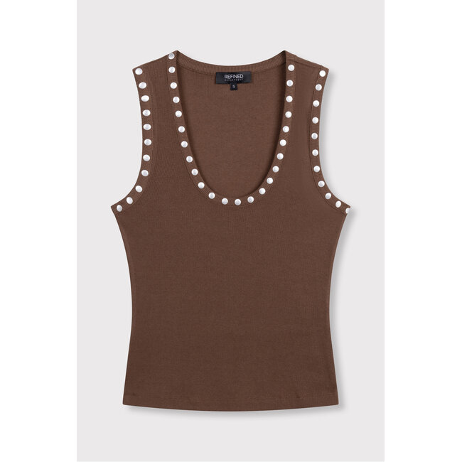 REFINED DEPARTMENT Knitted Tanktop With Studs Bente Choco Brown