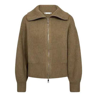 CO'COUTURE Row Zip Knit Cardigan Army
