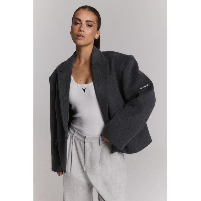ALIX THE LABEL Short Hairy Coat Antracite Melange
