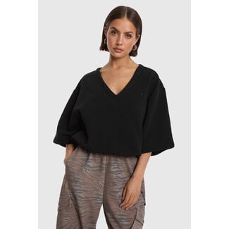ALIX THE LABEL Knitted V Neck Shirt Black