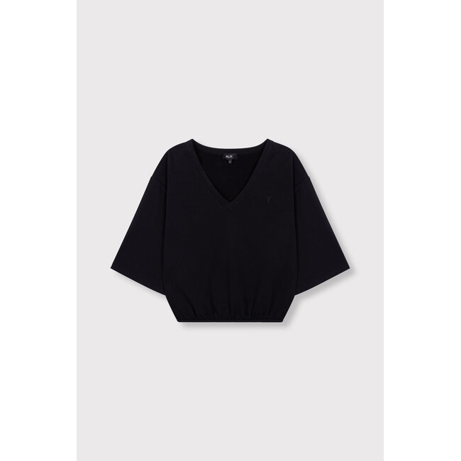 ALIX THE LABEL Knitted V Neck Shirt Black