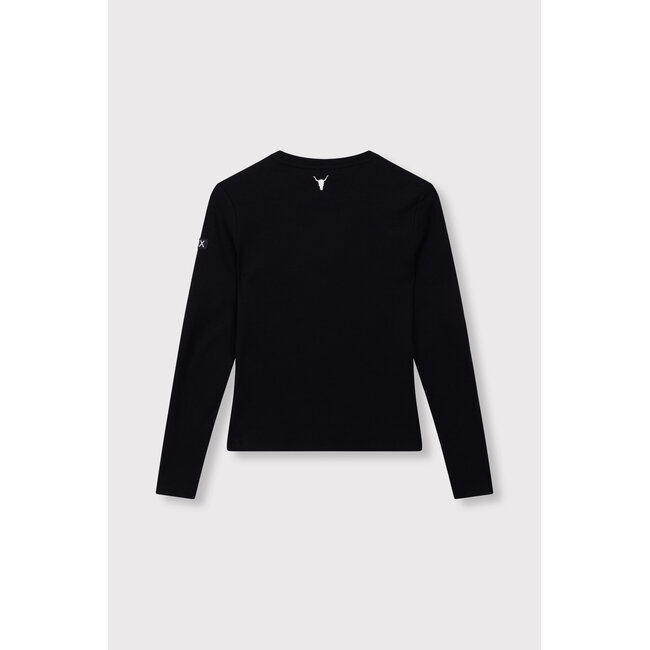 ALIX THE LABEL Rib Longsleeve Shirt Black