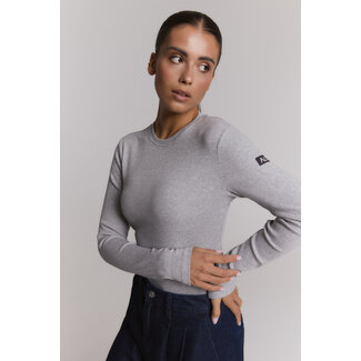 ALIX THE LABEL Rib Longsleeve Shirt Warm Soft Grey Melange