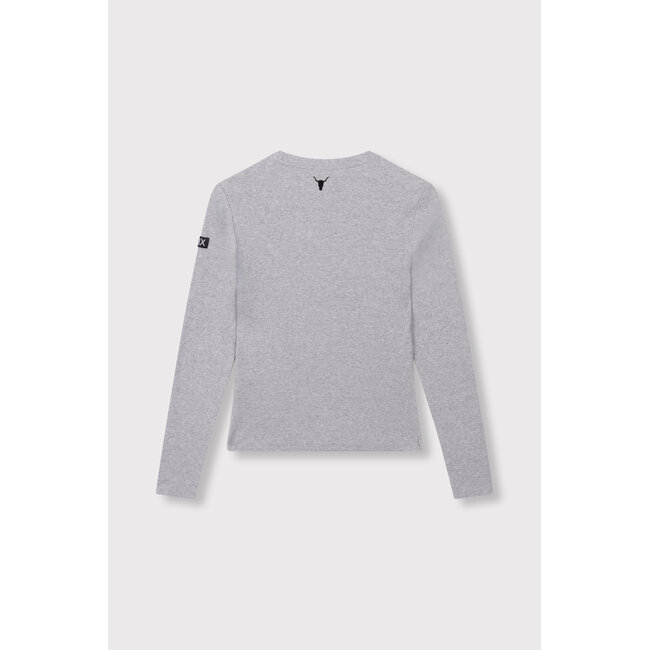 ALIX THE LABEL Rib Longsleeve Shirt Warm Soft Grey Melange