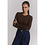 ALIX THE LABEL Rib Longsleeve Shirt Warm Brown