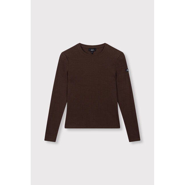 ALIX THE LABEL Rib Longsleeve Shirt Warm Brown