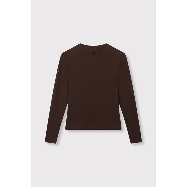 ALIX THE LABEL Rib Longsleeve Shirt Warm Brown