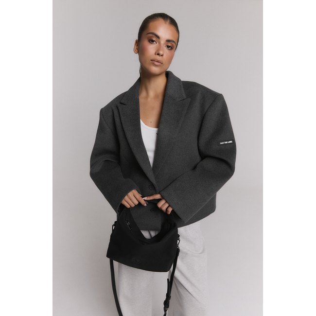ALIX THE LABEL Woven Faux Leather Small Bag Black