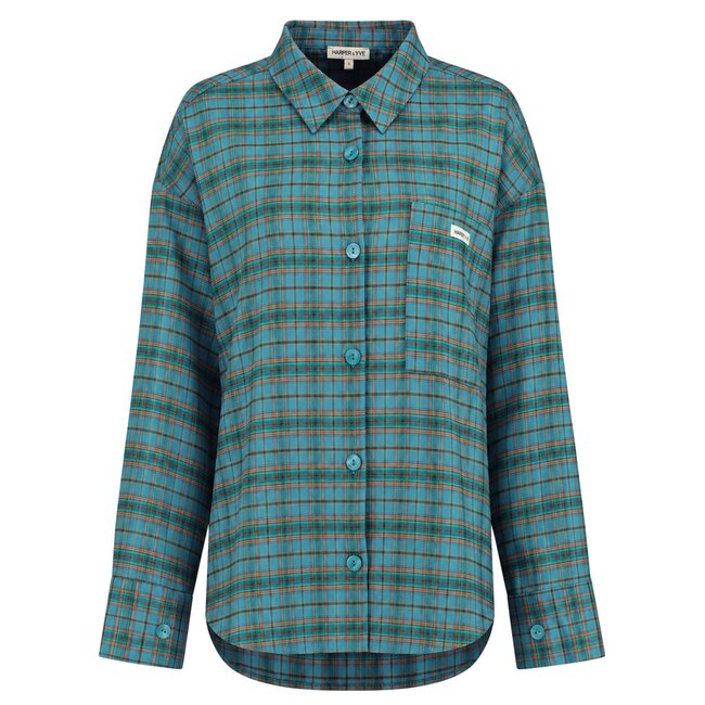 HARPER & YVE Jella Blouse Teal Blue Check
