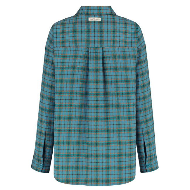 HARPER & YVE Jella Blouse Teal Blue Check
