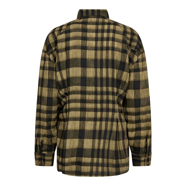 CO'COUTURE Kyel Check Tie Pleat Shirt Army
